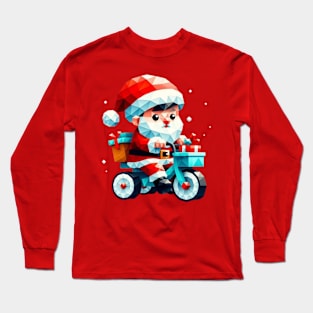 Christmas Santa Bicycle Long Sleeve T-Shirt